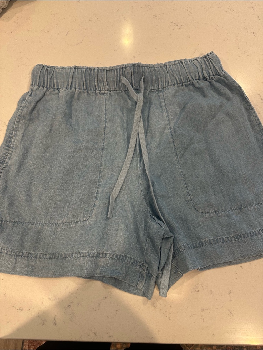 Hilary Radley Light Blue High-Waist Drawstring Shorts